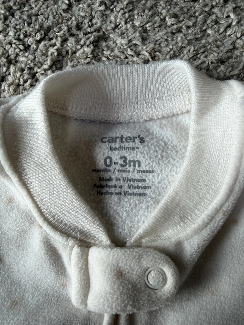 Carter's Cream Sleep Sack with Subtle Gray Elephant Print 0-3M